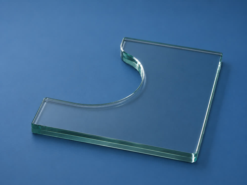 Glass at scale — waterjet cut